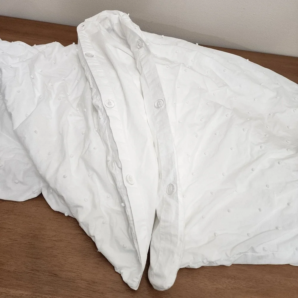 Ballard Design Colette French Knot Twin Sz‎ Duvet Cover White 100% Cotton